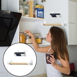 2 Pairs Trash Bag Holder, No Hole Garbage Bag Holder, Wall Mounted Trash Bag Holder for Home Kitchen Storage, White