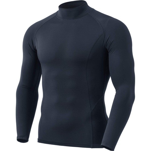 TSLA Men's Thermal Long Sleeve Compression Shirts, Mock/Turtleneck Winter Sports Running Base Layer Top, Heatlock Mock Neck Charcoal, Large