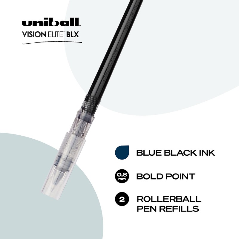 uniball Refill For Vision Elite Roller Ball Pens, Bold Conical