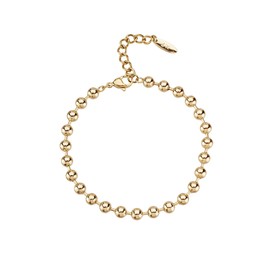 Zeyicher elegant gold bracelets for women - hypoallergenic beaded bracelet stack with triple gold plating, seamless spherical beads & spring lobster clasp