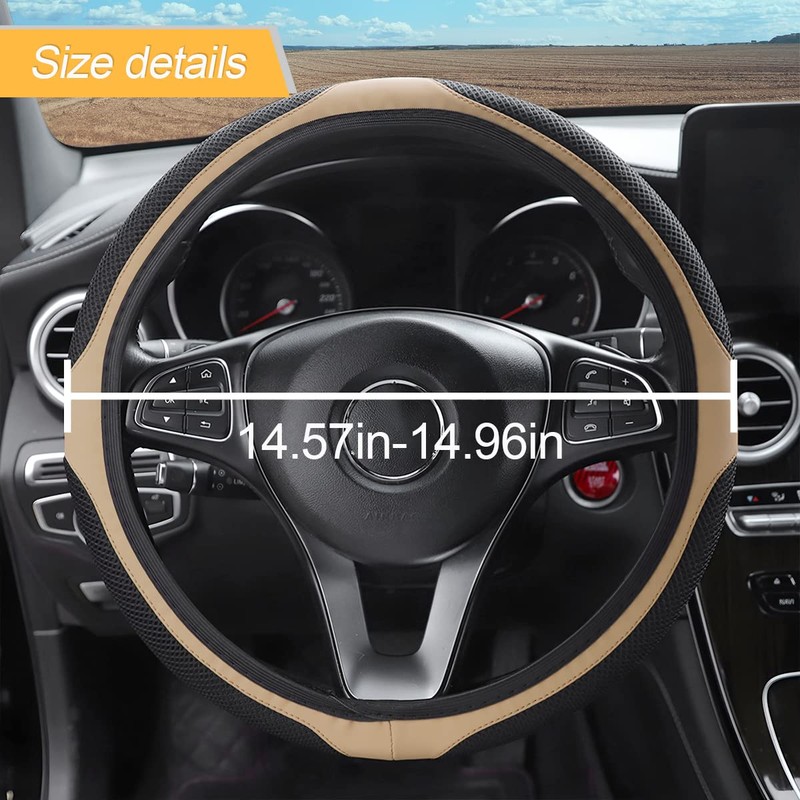 LoyaForba Car Steering Wheel Cover, Universal 14.5-15 Inch, Soft Anti-Slip