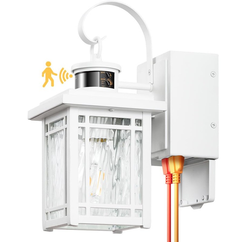 OPAXIS Outdoor Porch Light with GFCI Outlet, White Exterior Lighting