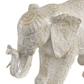 Deco 79 Polystone Elephant Decorative Sculpture Home Decor Statue, Accent Figurine 11" x 4" x 7", White
