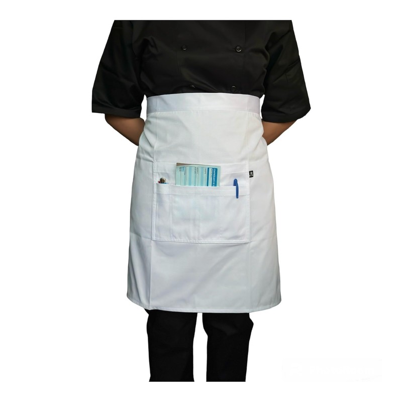 Zittro Medio Mandil/Delantal Chef (Blanco, Mediano)