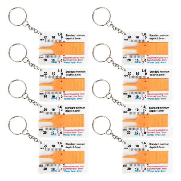8 Pieces Tyre Tread Depth Gauge, 0 ~ 20 mm
