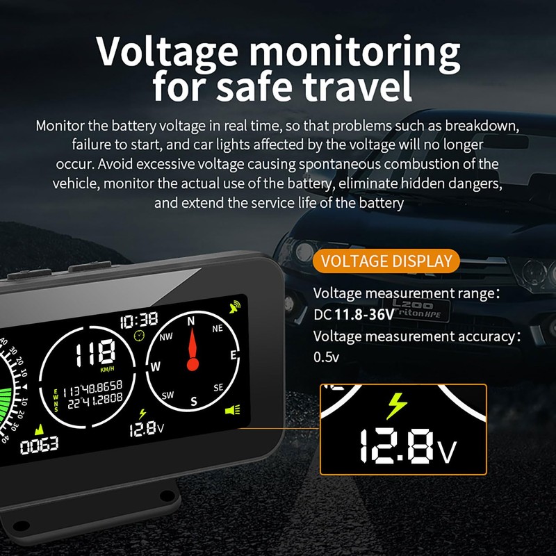 OBEST Car Head Up Display,GPS Speedometer,Inclinometer for Off-Road Driving,Color High-Definition
