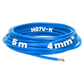 Kalitec 5 Metres H07V-K 4 mm² Blue Wiring Cable I Flexible Wire 4 mm2 I Fine-Strand Wiring I Single Wire Cable for Control Cabinet I Switch Wire