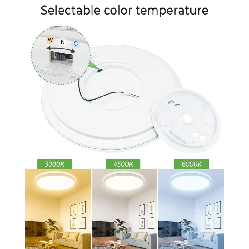 Zemty 4Pack 12 Inch LED Flush Mount Light, 28W 3200lm