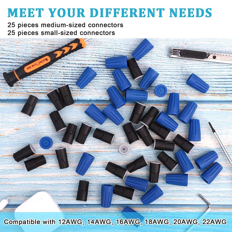 50PCS Waterproof Wire Connectors, EEEkit Outdoor Seal Electrical Nuts Caps