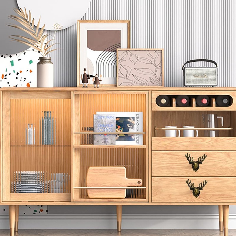 brandname SCRTB Deer Head Knobs 4 Pcs Cute Deer Head