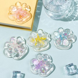 5Pcs Taba Clear Cat Paw Squishies Toys, Glitter Starfish Cat Paw Squeeze Fidget Toys for Stress Relief and Relax, Soft Colorful Sensory Fidget Toys for Party Favors Novelty Things Birthday Gift