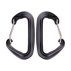 Pack of 2 Carabiner Clips, Heavy Duty 12KN (1200 kg) Load Capacity, Black Carabiner Hooks for Hammocks Hiking Camping Fishing，Secure Durable Clips