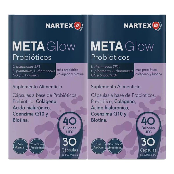 Meta Glow 60 Caps Nartex Wellness Probiticos, Colgeno Y cido
