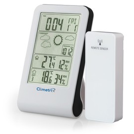 Climetrix Indoor Outdoor Thermometer Wireless, Digital Remote Temperature Monitor Hygrometer for Temperature and Humidity Sensor Indoor Outdoor Temperature Gauge for Home and Garden