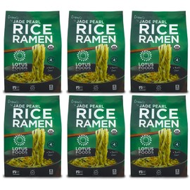 Lotus Foods Jade Pearl Organic Rice Ramen - Gluten Free Rice Ramen, Whole Grain Ramen Noodles, Organic Vegan Rice Noodles, Low Sodium, Non GMO, USDA Organic - 10 Oz Bags (Pack of 6)