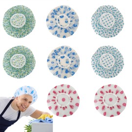 8 Stück Duschhauben, Vier Stile Shower Cap, Wasserdichte und Wiederverwendbare Duschhauben,Duschhaube Damen, Badehaube Damen, für Mädchen, Frauen, Zuhause, Hotel, Reisen(Mehrfarbig)