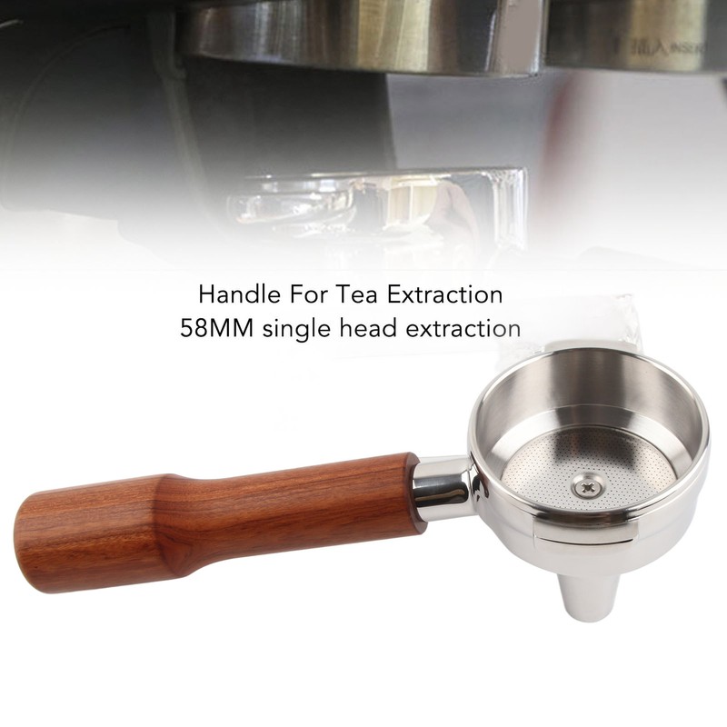 58mm Portafilter Single Head Extraction Solid Wood Handle Stainless Steel