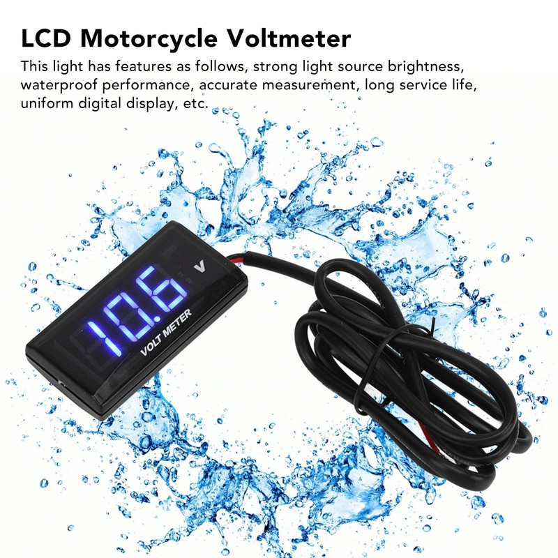 Universal LCD Motorcycle Voltmeter Ultra Thin Waterproof Voltmeter with Left