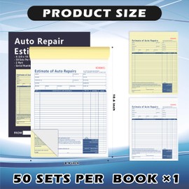 1 Pcs Auto Repair Estimate Book 50 Sets 2-Part Carbonless Duplicate 8-3/8 x 10-11/16 Inches Repair Estimate Book for Auto Repair Shops and Independent Mechanics (1)