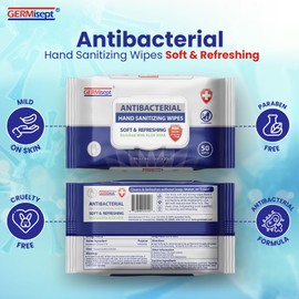 Germisept Antibacterial Hand Sanitizing Wipes Bulk Buy ((50 Count x 24 Pack = 1200 Wipes))