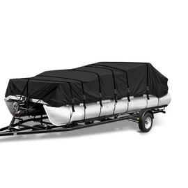 Pontoon Boat Covers 420D Oxford Cloth PU Coating Rip-Resistent Trailerable Pontoon Boat Cover Fits 17'-20' Beam Width: up to 102"