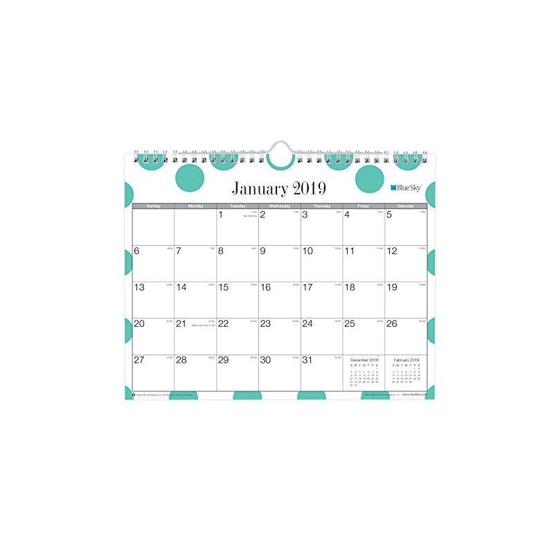 Blue Sky 2019 - Calendario mensual de pared, encuadernación de