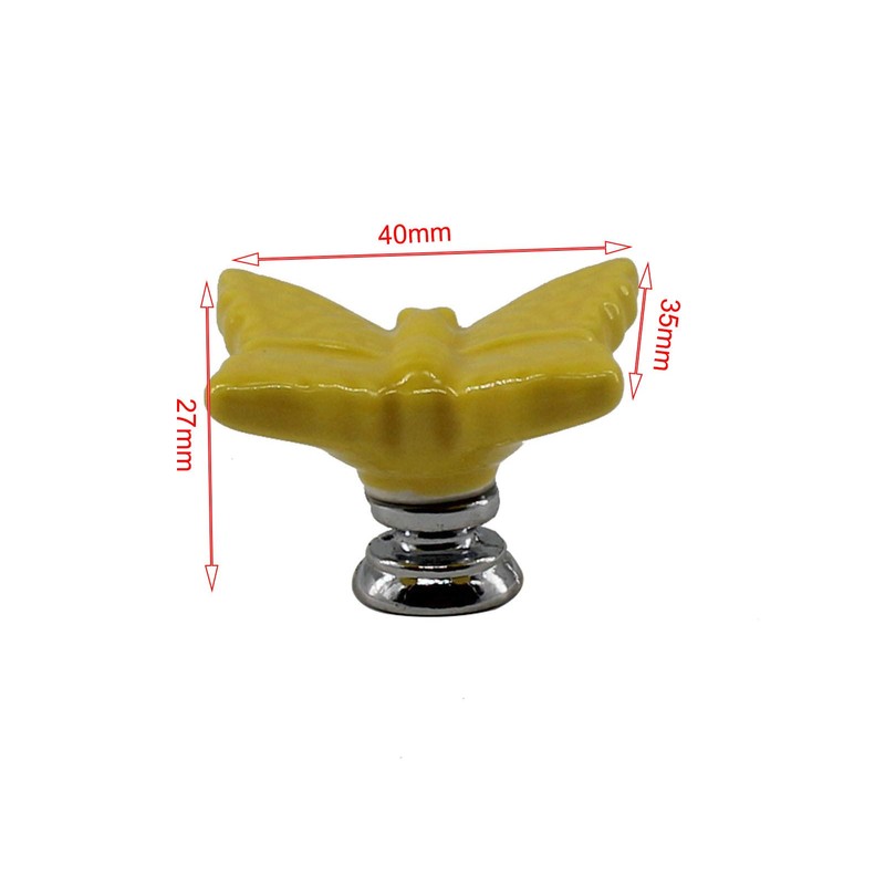 Annakideya Pack of 8 Yellow Butterfly Shaped Ceramic Drawer knobs