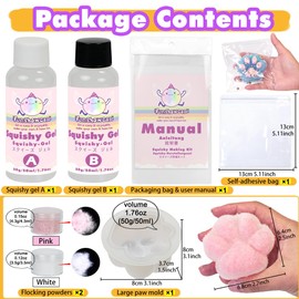 Taba Squishy Kit Set Liquid Gel+3" Paw Silicone Mold+Flocking