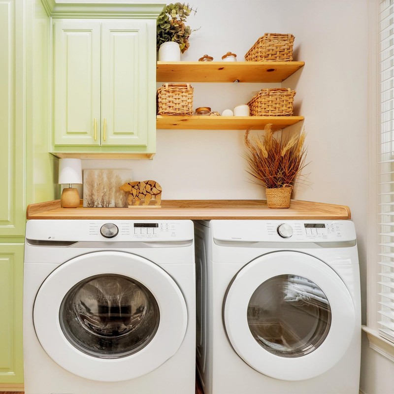 Royxen Washer Dryer Countertop Solid Wood with Polyester Coating, Laundry