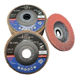 Sharpline Abrasives Ceramic Flap Discs 10 Pack 80 Grit HD - Long-Lasting, Non Clogging Grinding & Sanding Wheel - 90 Flaps for High Performance - Flap Disc Pack for Metal, Wood & Stainless Steel