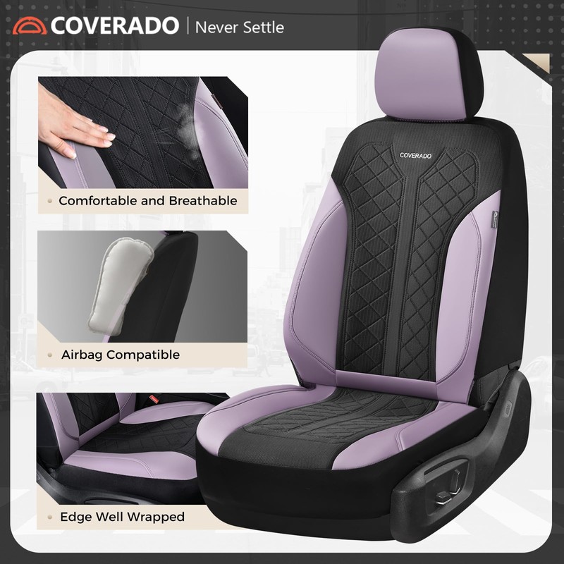 Coverado Front Seat Covers, Automotive Seat Covers 2 Seats, Leather