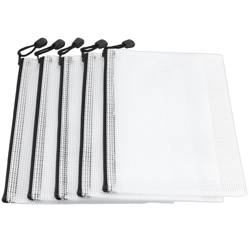 SINJEUN 30 PCS A5 Plastic Wallets, Mesh Zipper Pouch Bag