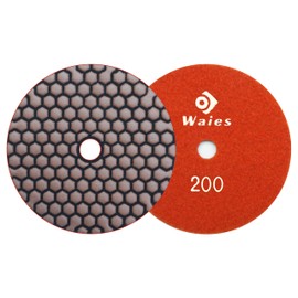 Waies 125 mm Grit 200 Diamond Sanding Pad for Dry Grinding Velcro Absorption for Granite Stone Concrete Marble Floor Grinder or Polisher