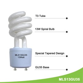 Dameiol MLS13GU35 Light Bulb,13W Spiral Bulb Replacement for Panasonic VQL5 Exhaust Fans,Tapered Design,GU35 Temp-4Pack