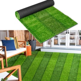ALTRUISTIC Stripe Artificial Grass Turf 3FTX22FT,0.8 Inch High Density Synthetic Fake Faux Grass,Indoor Outdoor Rug Runner for Dog Garden Backyard Patio Balcony Entryway