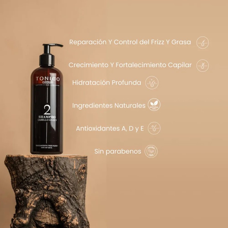 Shampoo De Cabello Graso Tonico Vittale Limpieza Restaurador