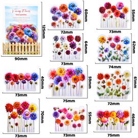 20 Pieces Mini Flowers Wall Decals Colorful PET Micro Floral Wall Stickers for DIY Miniatures Dollhouse Kitchen Bedroom Living Room Art Landscaping Decor(Flower 1)