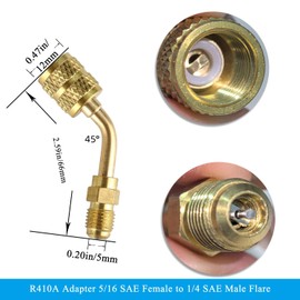FHTDW R410A Adapter for Mini Split System, 5/16 Female 1/4 Male Flare, 1/2 to 1/4 Flare R134A Vacuum Pump Adapter with Valve Core Remover for Air Conditioners Refrigeration HVAC Service