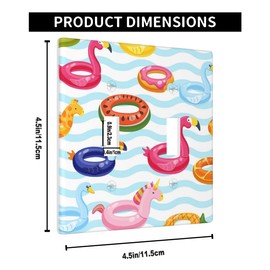 Pznen Cute Ducks Cartoon Double Toggle Covers Summer Swimming Pool Duck Lifebuoy 2 Gang Wall Plate Decorative Light Switch Covers Bathroom Bedroom Home Kitchen