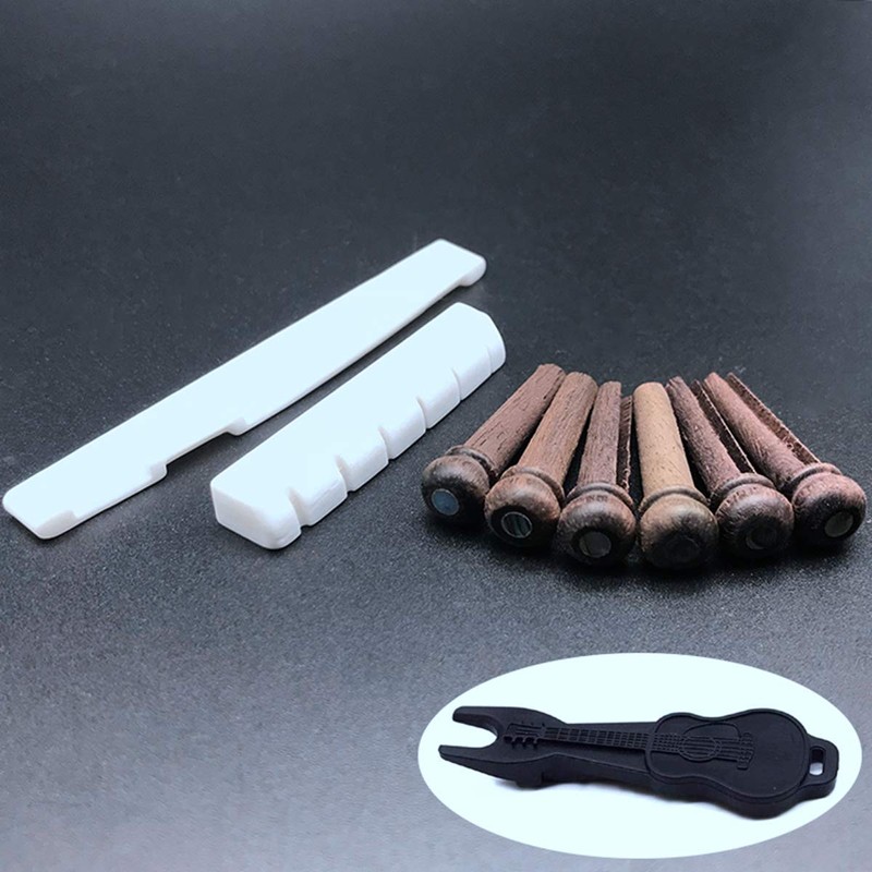 Alnicov Acoustic Guitar Bone Bridge Saddle & Nut Set and