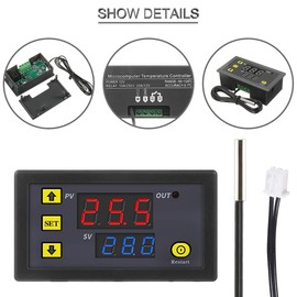 DKARDU Digital Temperature Controller Module W3230 DC 12V 20A LED Thermostat Thermometer Temperature Control Switch Sensor with Waterproof Probe -50℃ to 120℃ with red and Black Cable,Pack of 2