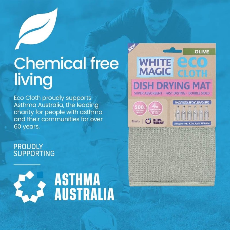 White Magic Dish Drying Mat, Olive - Absorbent & Hygienic,
