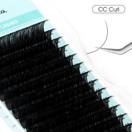 NATUHANA Round Eyelashes Extension 0.15mm CC Curl Russian Volume Lash 14mm Single Size Tray False Lashes Supplies,Classic Individual Eyelash Extensiones 12Rows/Case Matte Black (14mm, black;0.15 CC)
