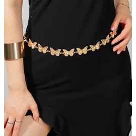 QWALIT Chain Belt Gold Chain Belt Chain Belts for Women Fashion Gold Belt Chain Gold Waist Chain Belt Butterfly Chain Belt Metal Chain Belt Waist Belt Chain Jewelry