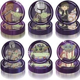 Jiaoohoo 60pcs Baby Joda Party Plates Baby Joda Party Supplies Favors Baby Joda Birthday Baby Shower Decor(7 in)