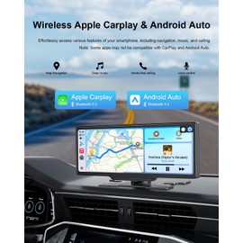 Portable Carplay Screen 10.26'' HD IPS Apple Carplay & Android Auto Screen for Car, Wireless Car Play Stereo with 4K Dash Cam/1080P Rear Camera, Car Audio Receivers,GPS Navigation,Mirror Link,FM,Siri