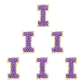 PATIKIL Buchstaben-Aufnäher, 6 Stück, Anfangsbuchstabe I, selbstklebender Aufnäher, bestickter Stoff, 5,5 cm, Alphabet-Aufkleber für Kleidung, Hüte, Make-up, Taschen, DIY, Lila