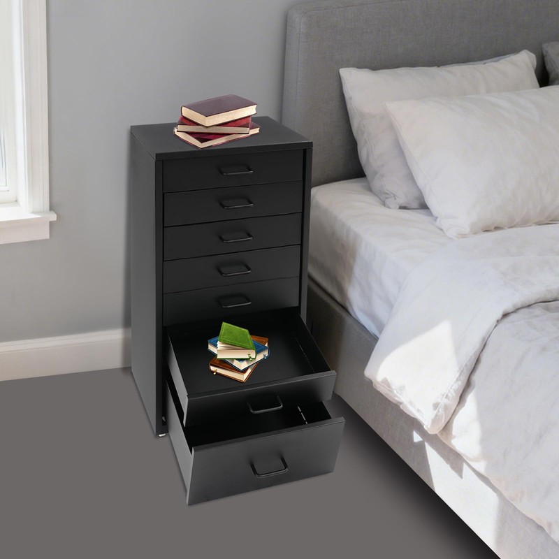 NTINGDE 7-Drawer Bedside Table Storage Cabinet Mobile File Cabinet with