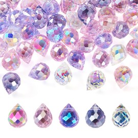Craftdady 50Pcs Electroplated Teardrop Glass Beads - 10x8mm Colorful Faceted Top Drilled Crystal Beads, Spacer & Dangle for DIY Jewelry Making