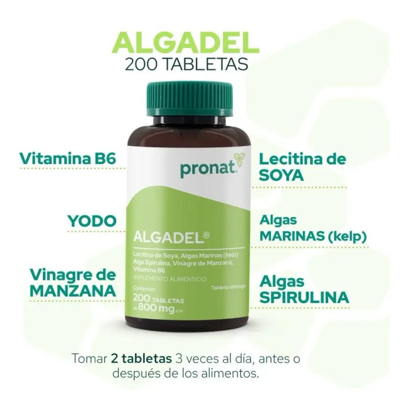 Suplemento Algadel Lecitina De Soya (200 Tabletas) - Pronat Sabor